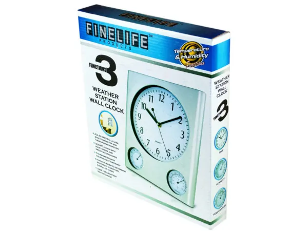 bulk buys KL695 - 3-in-1 Weather Station Wall Clock with Humidity & Temp