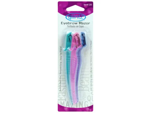 bulk buys MK186 - Colorful 3-Pack Eyebrow Razors for Precision Shaping