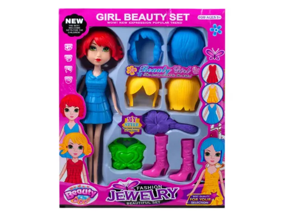 bulk buys OT959 - Snap-on Fashion Doll Set with Changeable Accessories