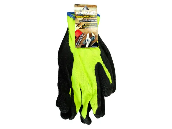 bulk buys MA221 - High-Visibility Extra Large Latex-Dipped Work Gloves