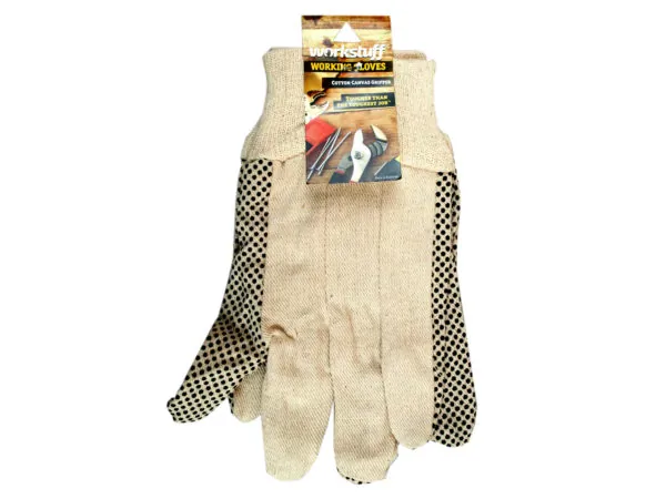 bulk buys MA213 - Cotton Canvas Gripper Gloves for Work and Gardening