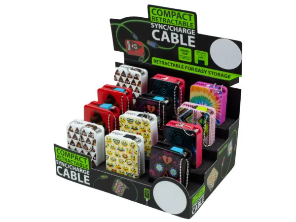 bulk buys EN476 - Assorted Retractable Charging Cables for iPhone & Micro USB