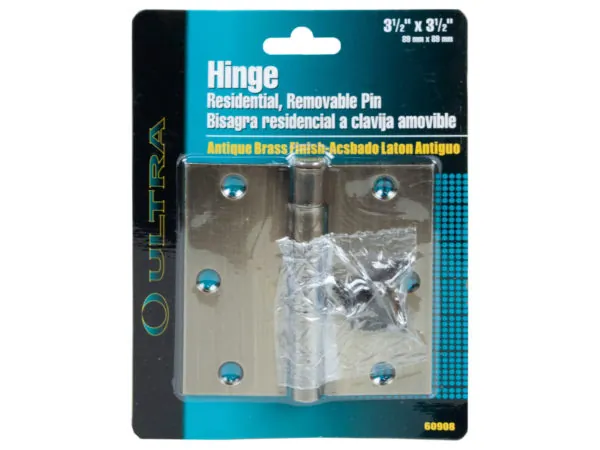 Bulk Buys LL220 — Antique Brass 3.5" x 3.5" Door Hinge with Screws