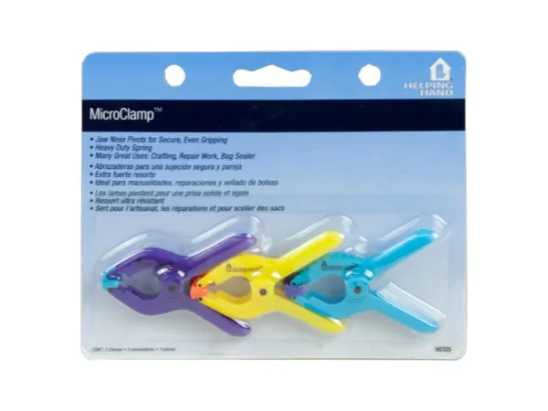 Bulk Buys LL223 — Colorful 3 Pack Small Microclamps for Crafting