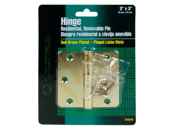Bulk Buys LL258 — 3" x 3" Dual Brass Plated Hinge with Screws - Pack of 1