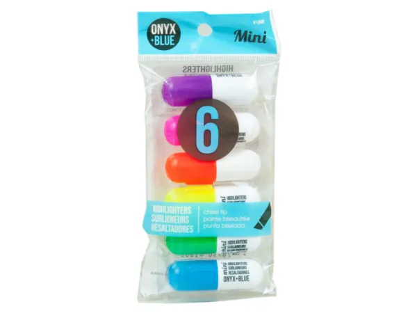 bulk buys OR430 - Compact Mini Highlighters - 6 Pack in Onyx Blue
