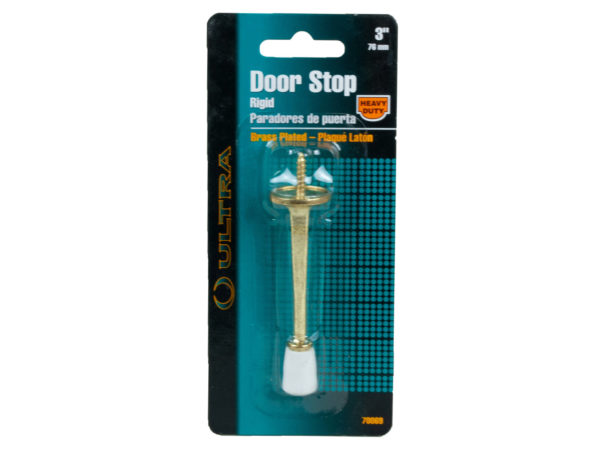bulk buys LL217 - 3 Heavy-Duty Brass Plated Rigid Door Stop