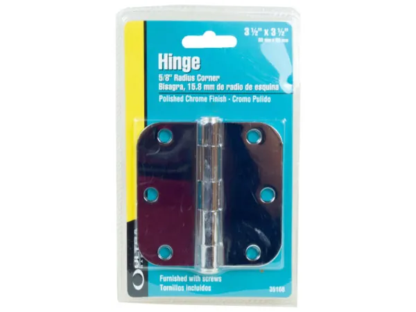 Bulk Buys LL221 — 3.5" x 3.5" Polished Chrome Door Hinge with Screws