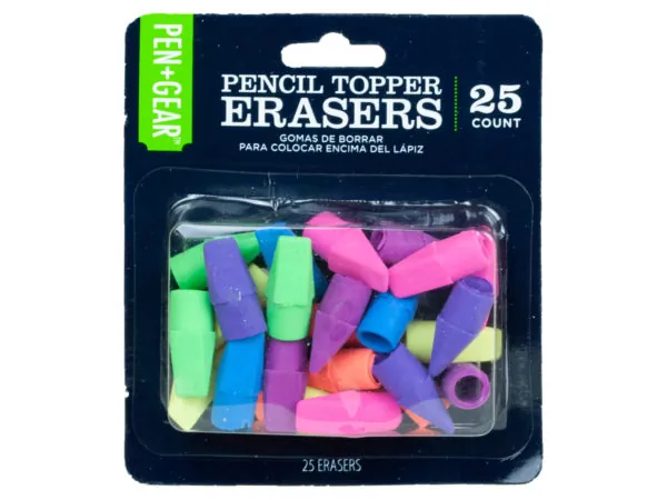 bulk buys KA565 - Colorful Pencil Topper Erasers Set - 25 Pack
