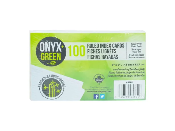 bulk buys OR434 - 100 Pack 3 x 5 Ruled Bamboo Index Cards - Eco-Friendly