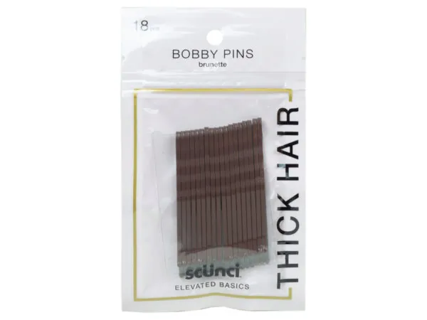 bulk buys HP168 - 18 Count Brown Bobby Pins for Girls & Women