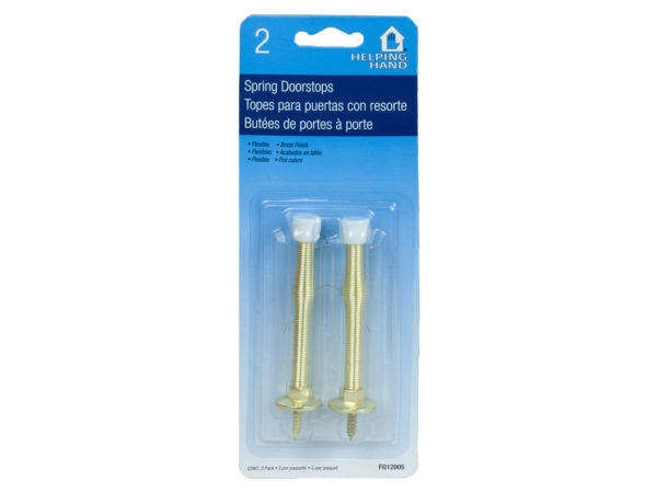 bulk buys LL216 - Premium Brass Spring Doorstops - 2 Pack