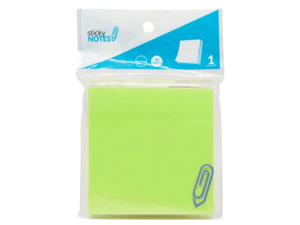 Bulk Buys CI133 — 3" x 3" Neon Green Sticky Notes - 100 Sheets