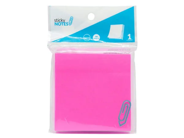 Bulk Buys CI135 — Neon Pink 3" x 3" Sticky Notes - 100 Sheets