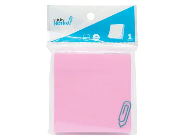 Bulk Buys CI137 — Pink 3" x 3" Sticky Notes - 100 Sheets