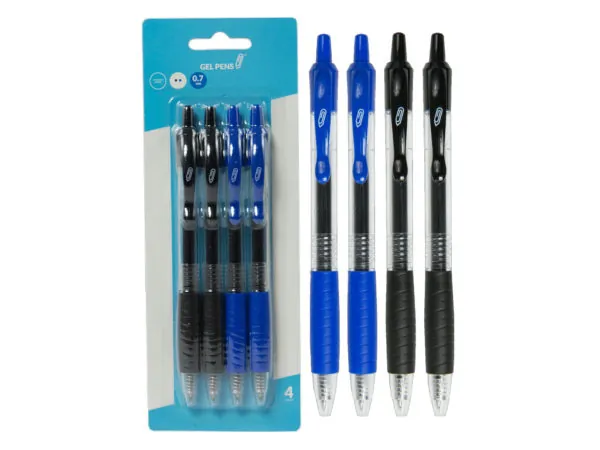 Bulk Buys CI156 — Dual Color 0.7Mm Gel Pens (Black & Blue) - 4 Pack