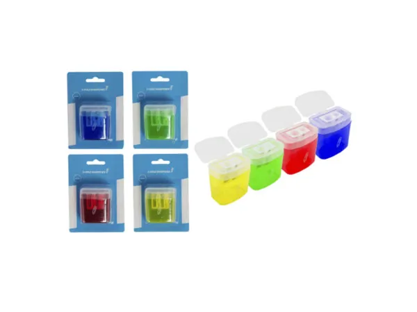 Bulk Buys CI223 — IndiCo 2-Hole Manual Pencil Sharpener - Assorted Colors