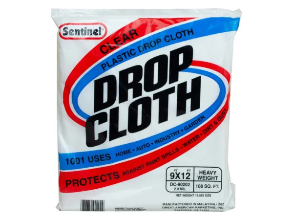 bulk buys LL284 - Sentinel 9x12 Heavy-Duty Clear Plastic Drop Cloth