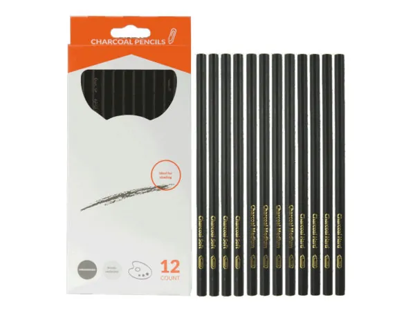 bulk buys CI190 - 12 Charcoal Pencils Set for Artists and Students