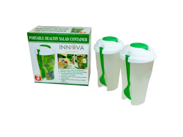 Bulk Buys OG104 — Eco-Friendly Green Salad Container Set - 2 Pack