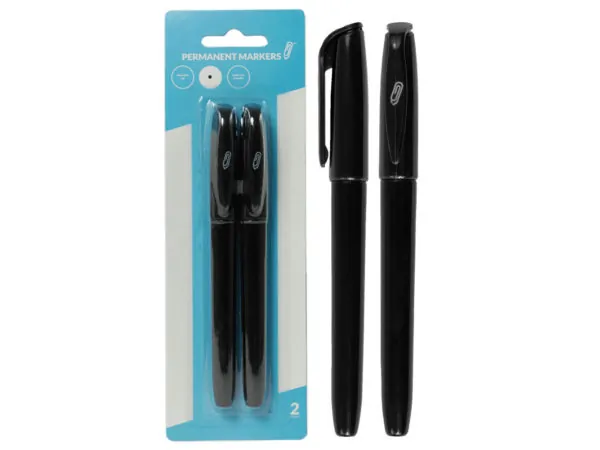 bulk buys CI178 - Dual Tip Permanent Markers, Black (2-Pack)