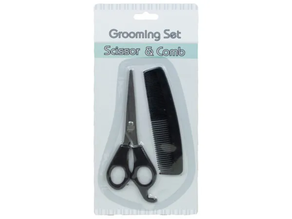 bulk buys BI989 - Professional Scissor and Comb Hair Grooming Set