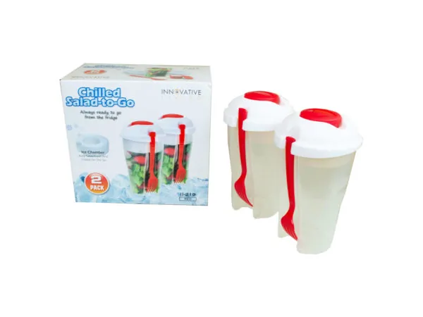 Bulk Buys OG106 — Red Salad Container Duo with Ice Chamber