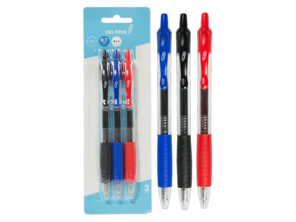 bulk buys CI157 - Retractable Gel Pens Set - Black, Blue, Red (3 Pack)