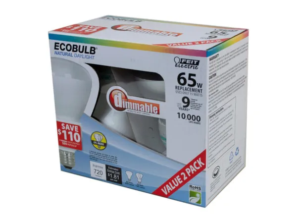 Bulk Buys HD134 — Eco-Friendly 2 Pack Dimmable CFL Bulbs 65W Equivalent