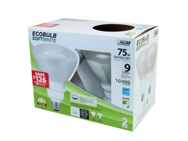 Bulk Buys HD137 — EcoBulb Soft White 75 Watt Equivalent CFL 2-Pack