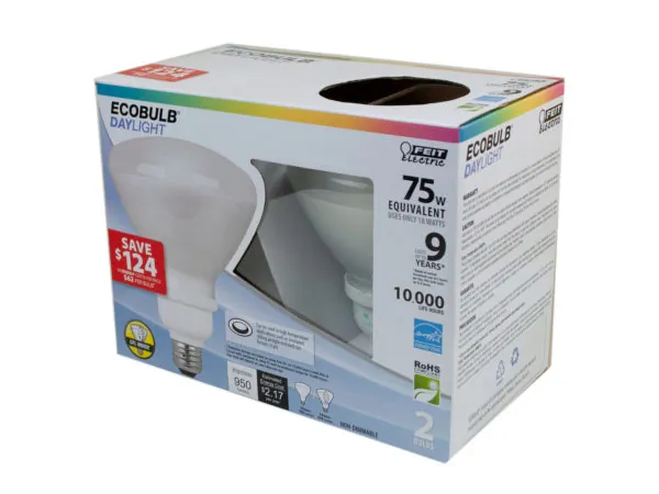 Bulk Buys HD141 — EcoBulb Daylight 75W Equivalent CFL Reflector Light 2-Pack