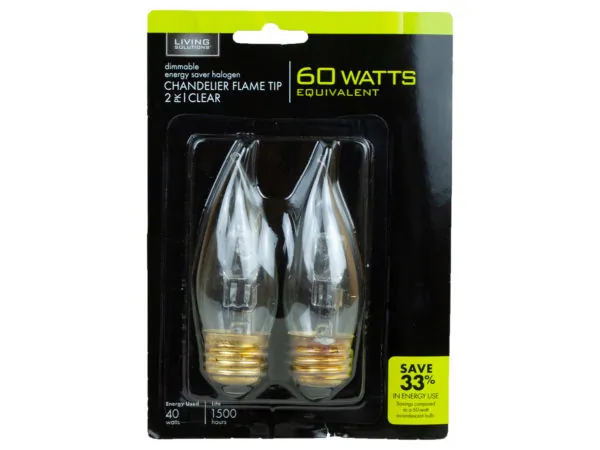 Bulk Buys HD149 — 2 Pack 40W Dimmable Flame Tip Chandelier Bulb