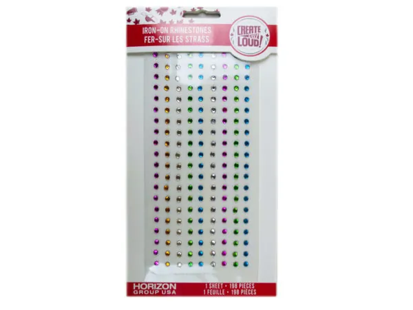 bulk buys SC653 - 198-Piece Multi-Color Iron-On Rhinestones Set