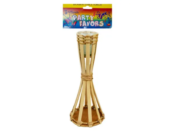 bulk buys GH737 - Elegant Bamboo Table Torch with Glass Votive Candle