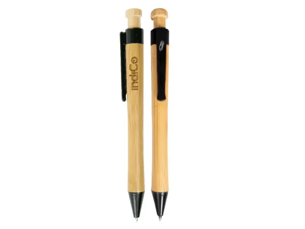 bulk buys CI197 - Eco-Friendly Bamboo Ballpoint Pens - Black (2 Pack)
