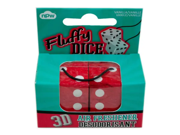 Bulk Buys MK227 — Vanilla Scented 3D Fuzzy Dice Air Freshener