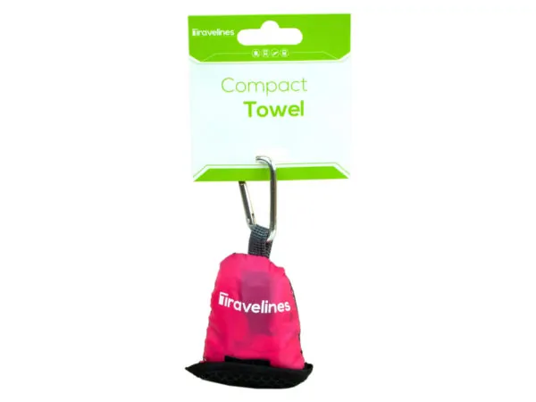 bulk buys FB498 - Compact Pink Microfiber Travel Towel