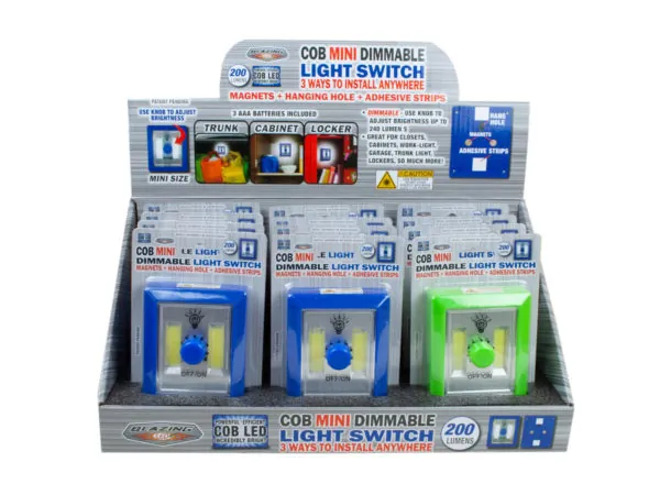 bulk buys AF626 - Assorted Mini COB LED Dimmable Switch - 12 Pack