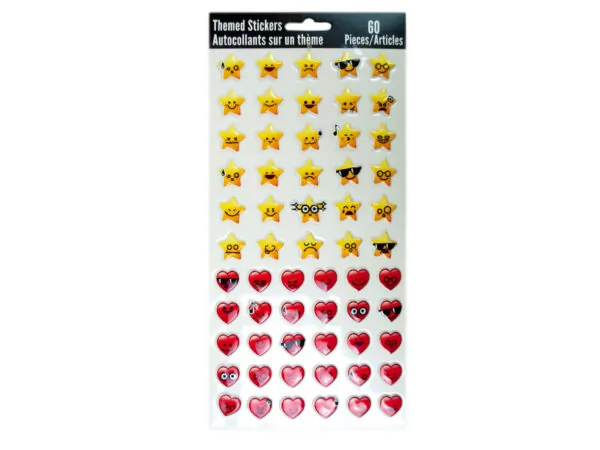 Bulk Buys SC650 — Heart & Star Puffy Stickers - 60 Pack