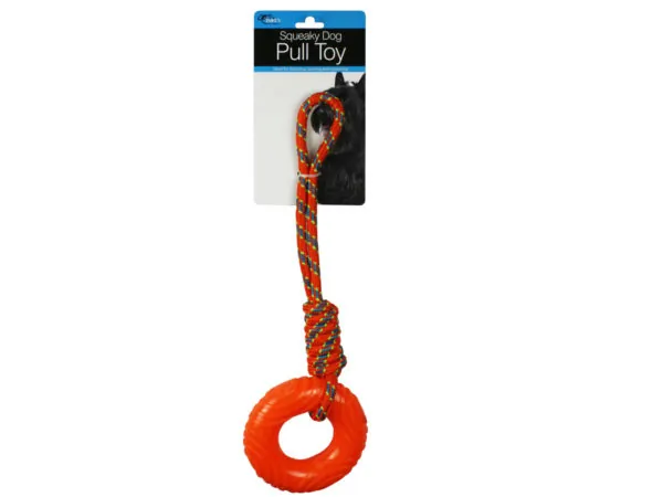 Bulk Buys DI613 — Interactive Rubber Ring Dog Pull Toy with Rope