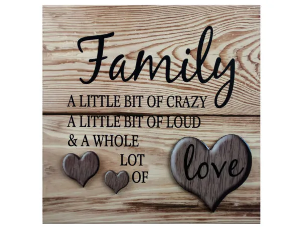 Bulk Buys KL739 — Family Love Wall Art with 3D Hearts