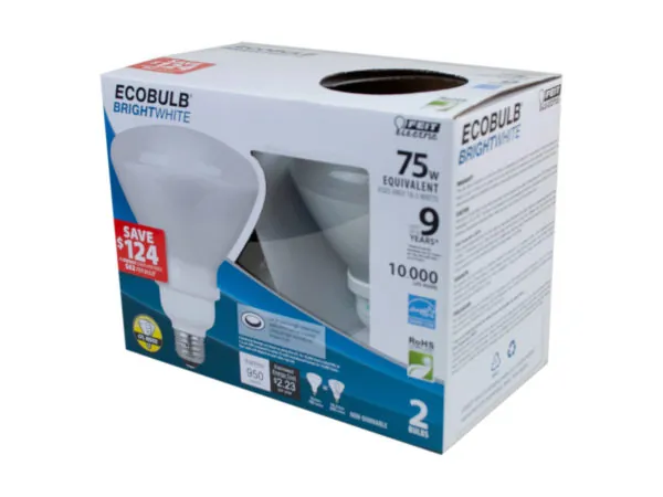 Bulk Buys HD139 — EcoBulb Bright White 75W Equivalent CFL Bulbs - 2 Pack