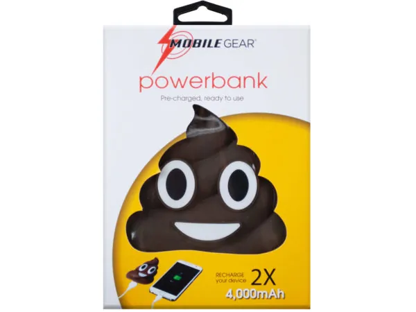 Bulk Buys EN532 — Cute Poop Emoticon 4000mAh Portable Power Bank