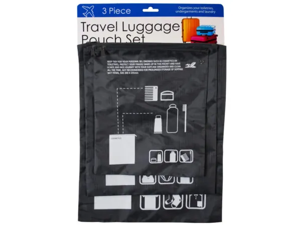 bulk buys UU905 - Travel Luggage Organizer Set - 3 Assorted Pouches