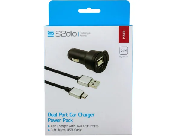 Bulk Buys EC115 — 3' Micro USB Cable with Car Charger Kit