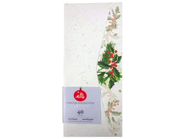bulk buys AF683 - 40 Count Watercolor Holly Berry Envelopes for Christmas