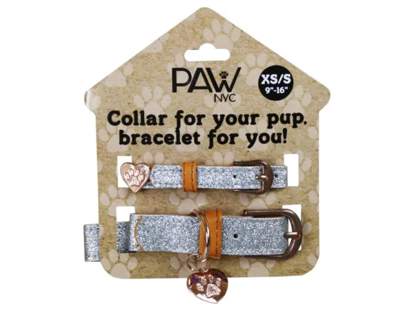 bulk buys GW652 - Stylish Dog Collar and Matching Bracelet Set - Assorted Colo