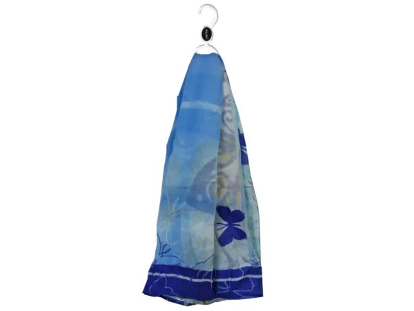 Bulk Buys BB794 — Elegant Blue Butterfly Pattern Scarf