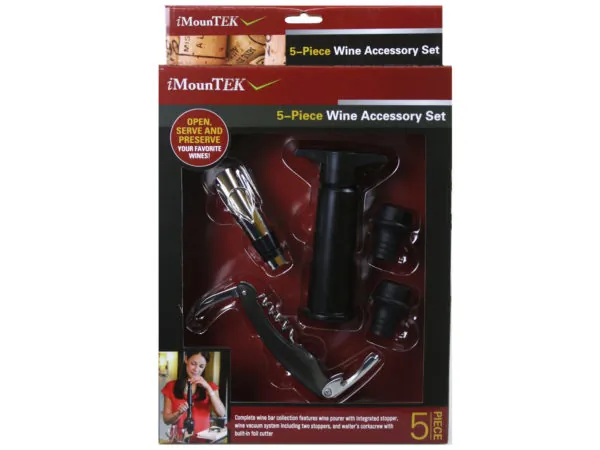 bulk buys CS058 - Deluxe 5 Piece Wine Accessory Kit for Enthusiasts