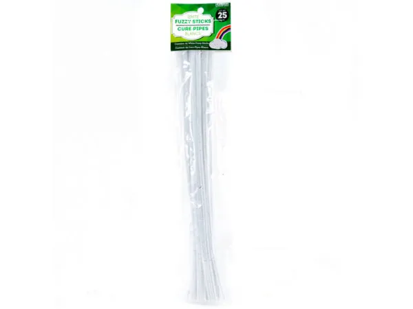 Bulk Buys CH292 — 25 Pack of White Fuzzy Pipe Cleaners for Crafts